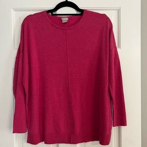 Chico’s Pink Center-Seam Cashmere-Blend Pullover Sweater - Medium (Chico’s 1)